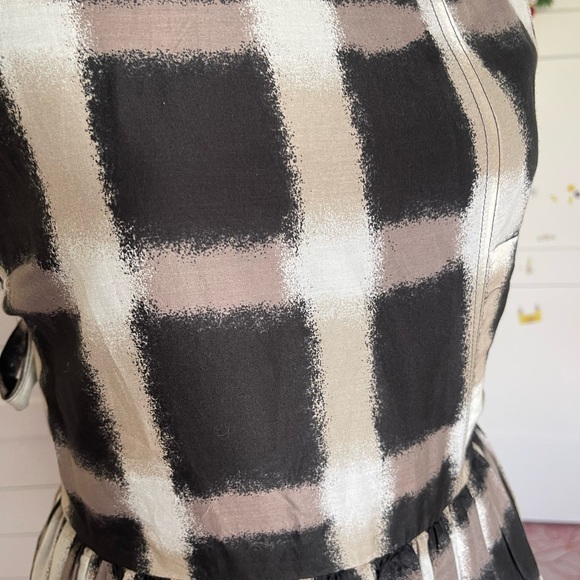 Marc By Marc Jacobs Silk Blend Mini Dress Check Plaid Fit Flare Gray - Size 0 - Picture 5 of 11